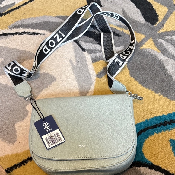 Izod Handbags - IZOD Light Green Crossbody Bag with Black Strap